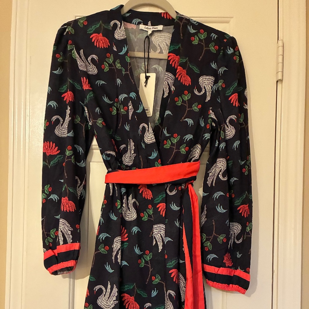 NWT Celina Moon Carly Wrap dress, size S